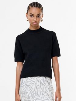 French Connection Kezia Mock Neck Short Sleeve Top, Black