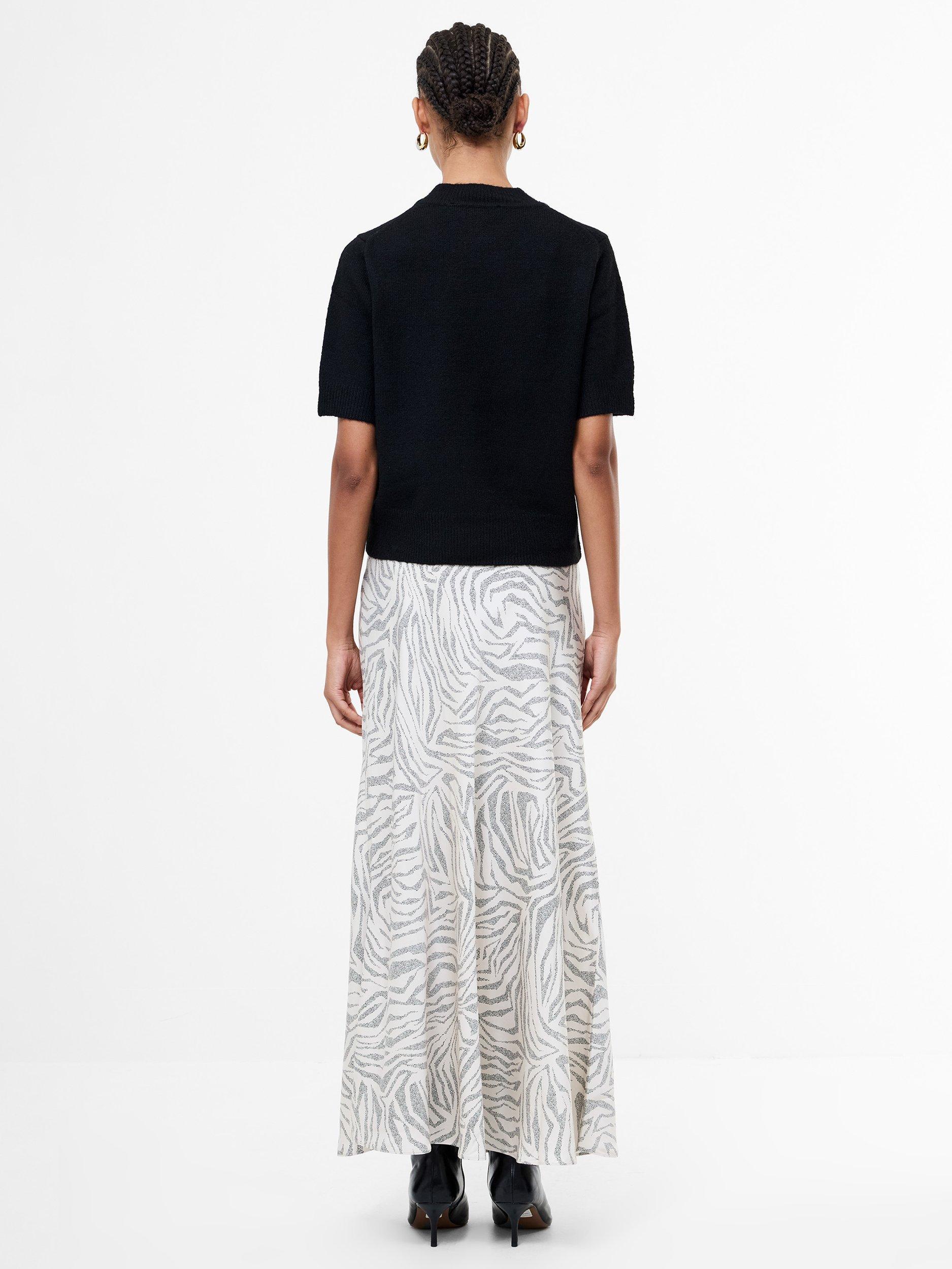 Product image 4 of 4, which shows French Connection Kezia Mock Neck Short Sleeve Top, Black, XS