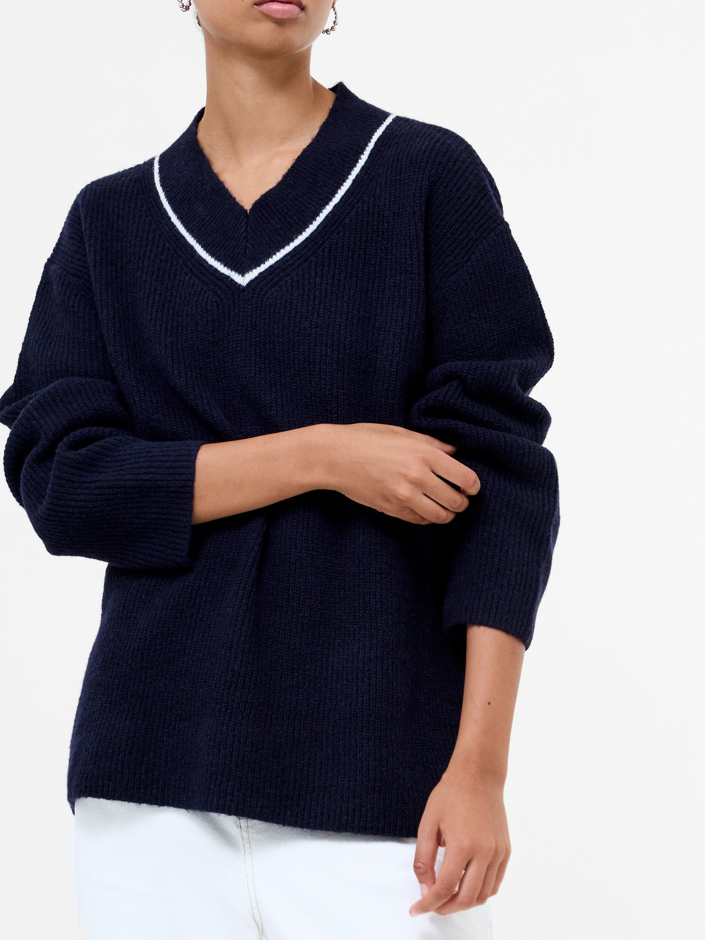 Product image 2 of 4, which shows French Connection Kezia Contrast Trim Jumper, Navy, XS