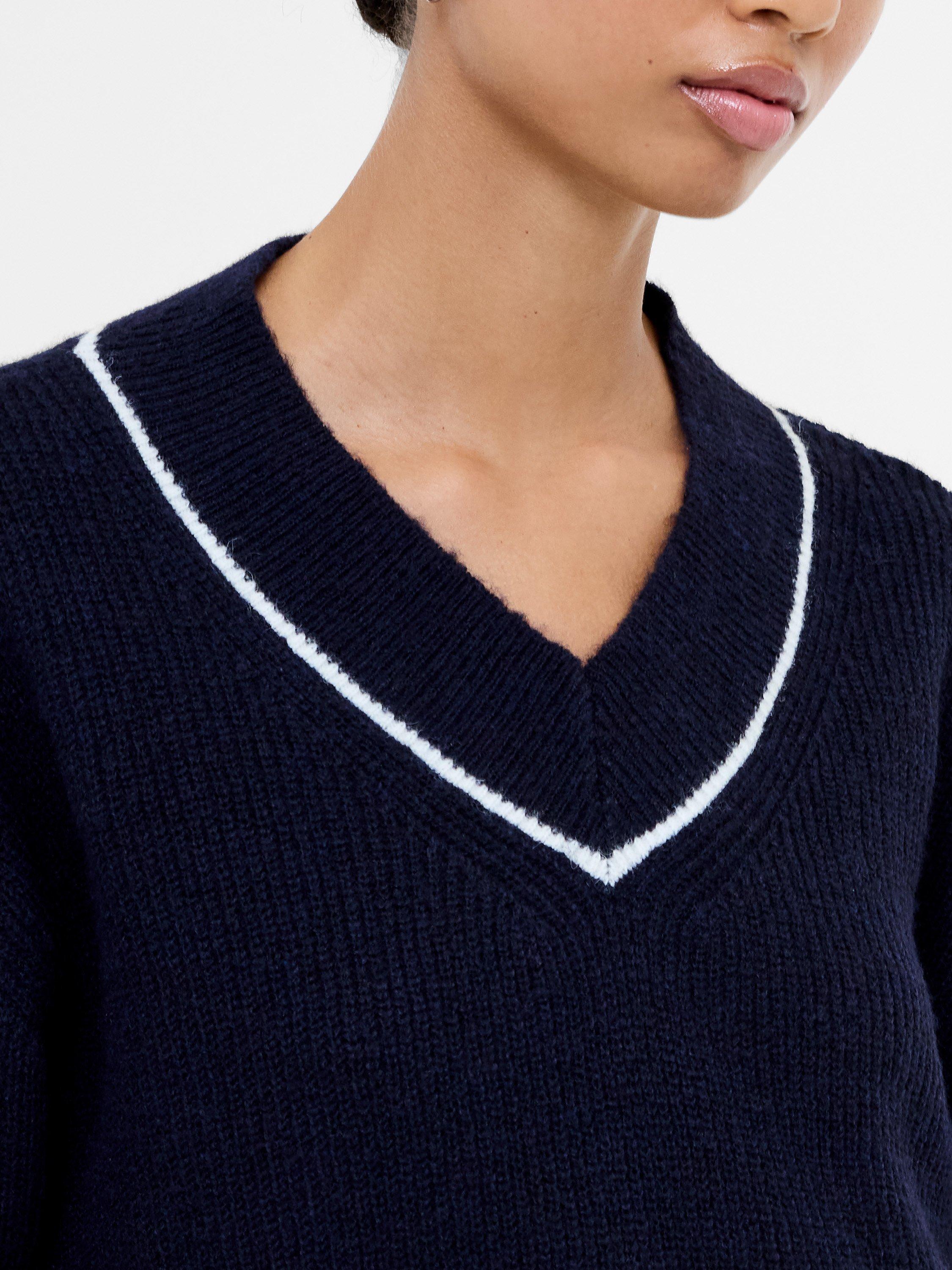 Product image 3 of 4, which shows French Connection Kezia Contrast Trim Jumper, Navy, XS