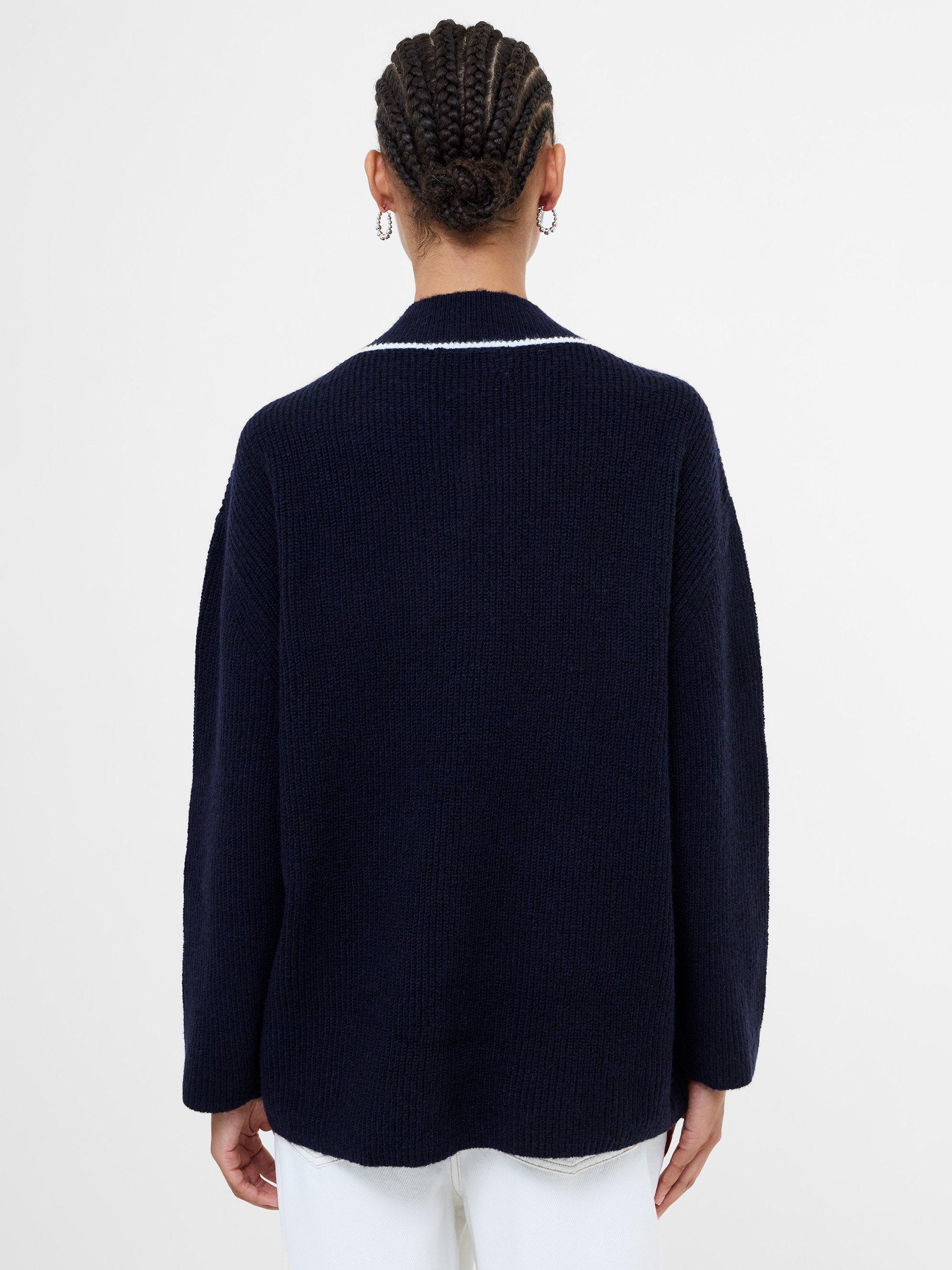 Product image 4 of 4, which shows French Connection Kezia Contrast Trim Jumper, Navy, XS
