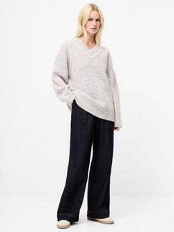 French Connection Kezia Contrast Trim Jumper, Stone Grey