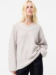 French Connection Kezia Contrast Trim Jumper, Stone Grey