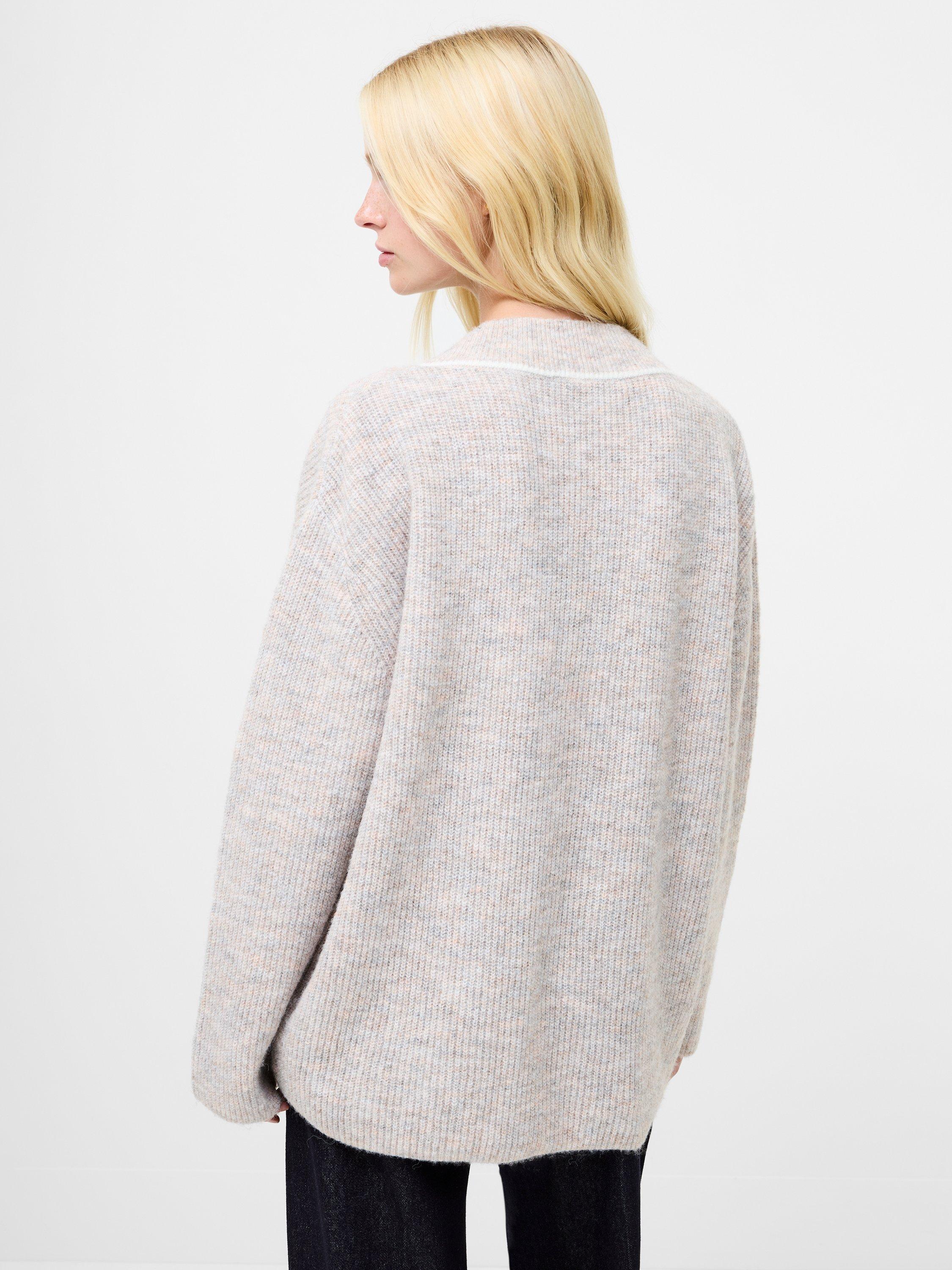 Product image 4 of 5, which shows French Connection Kezia Contrast Trim Jumper, Stone Grey, XS