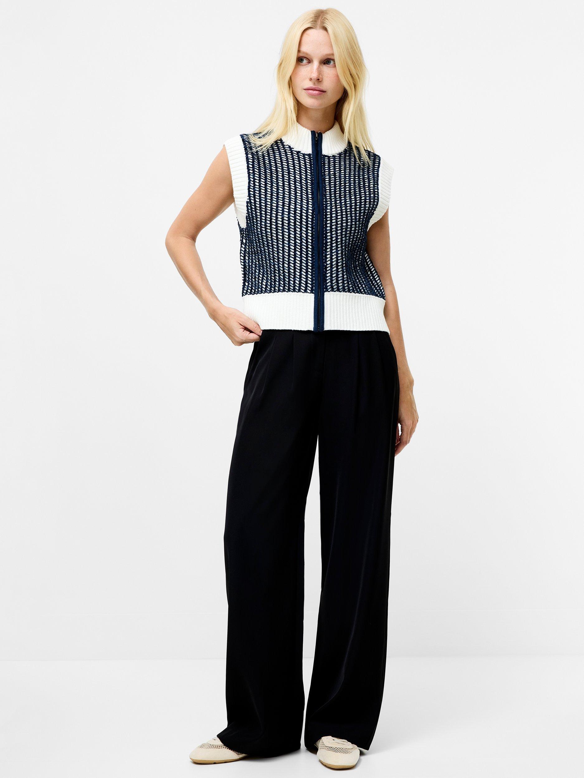 Product image 2 of 3, which shows French Connection Klara Sleeveless Jumper, Navy Winter/White, S