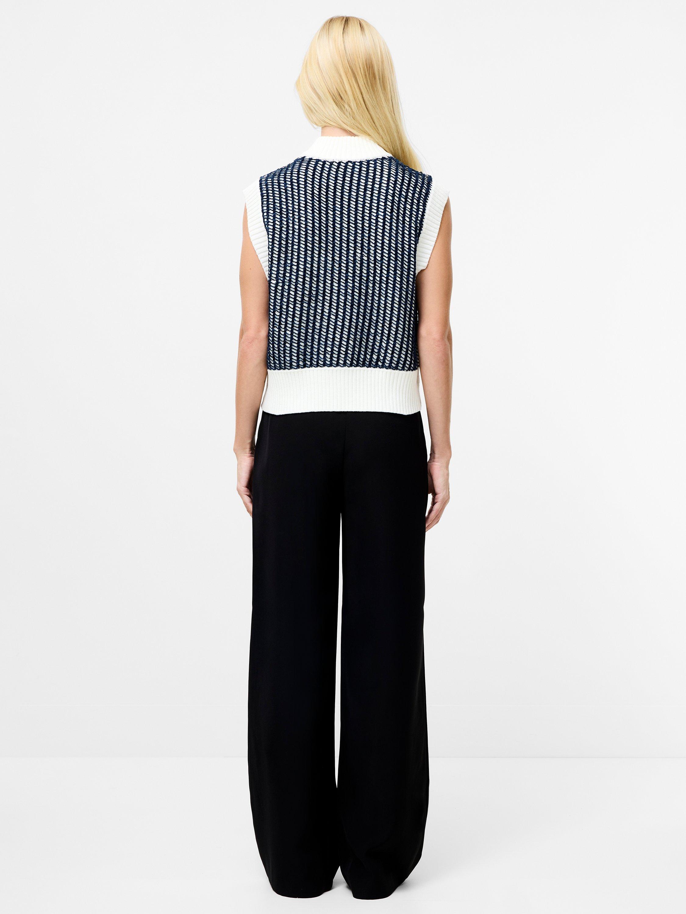 Product image 3 of 3, which shows French Connection Klara Sleeveless Jumper, Navy Winter/White, S