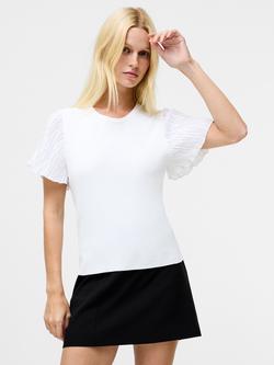 French Connection Levy Pleated Sleeve Top, Linen White - view 2, Linen White