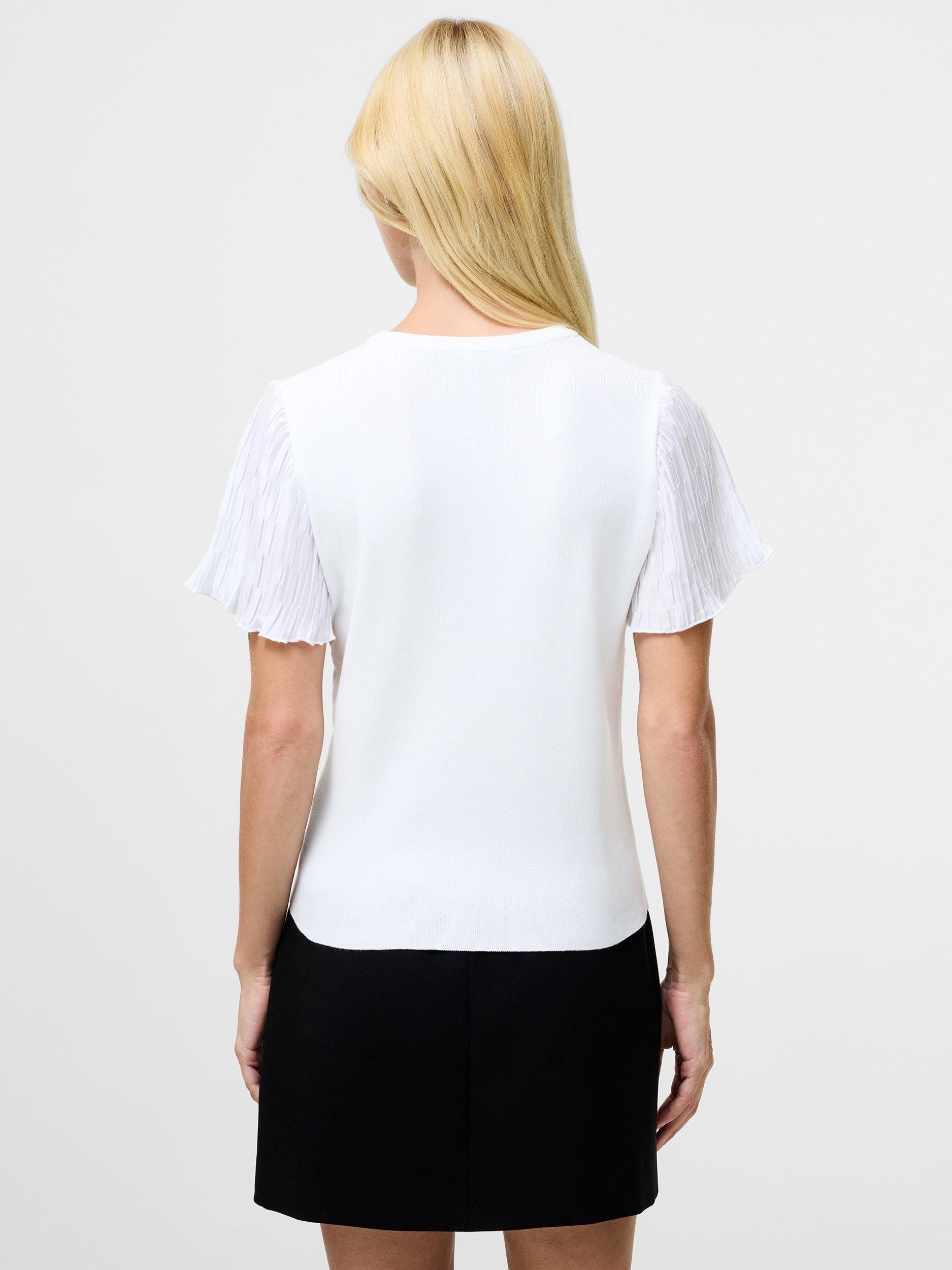 Product image 4 of 5, which shows French Connection Levy Pleated Sleeve Top, Linen White, XS