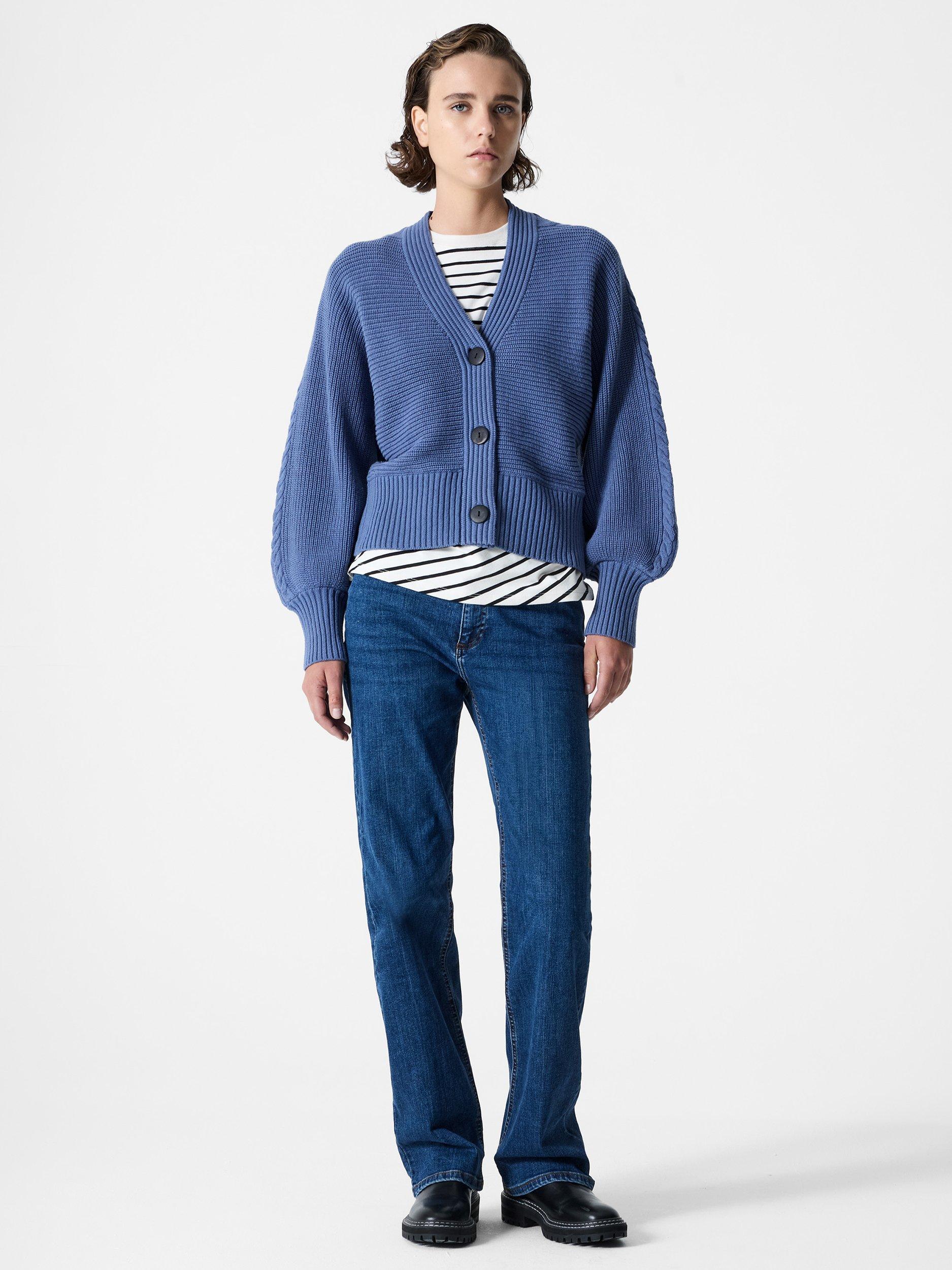 Product image 2 of 5, which shows French Connection Tonia Cable Sleeve Cardigan, Slate Blue, XS
