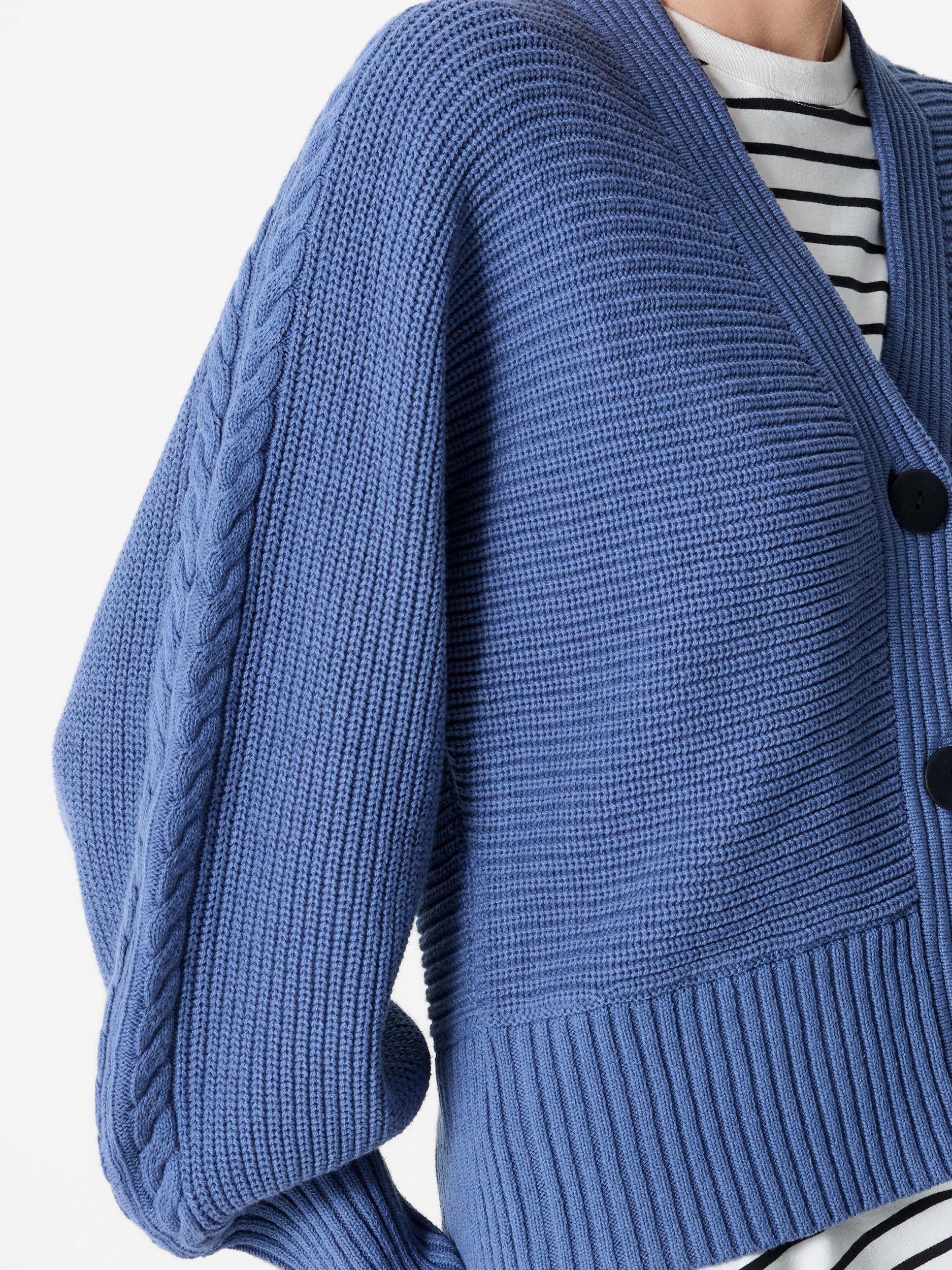Product image 3 of 5, which shows French Connection Tonia Cable Sleeve Cardigan, Slate Blue, XS