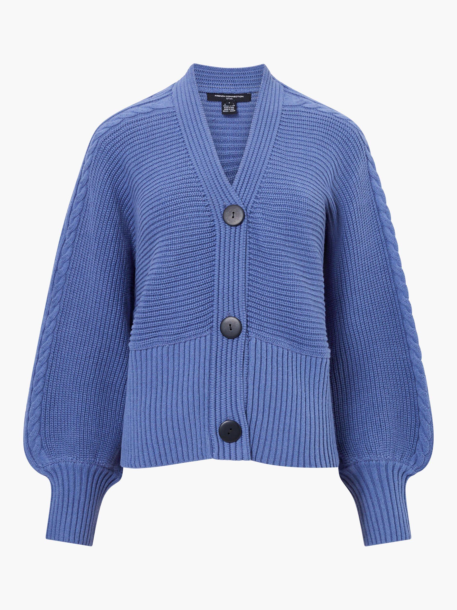Product image 5 of 5, which shows French Connection Tonia Cable Sleeve Cardigan, Slate Blue, XS