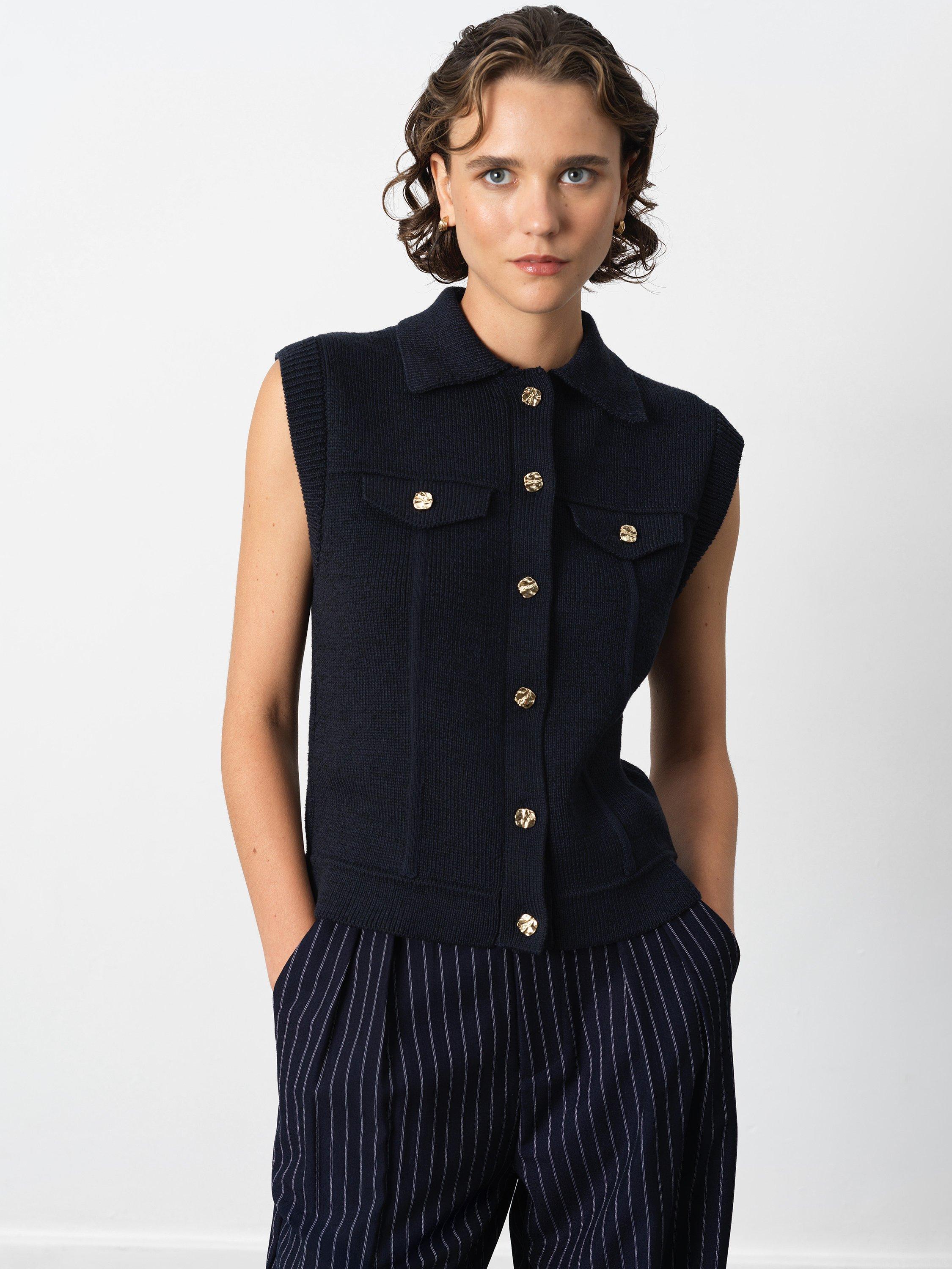 Product image 2 of 4, which shows French Connection Roland Knit Top, Blue Indigo, XS