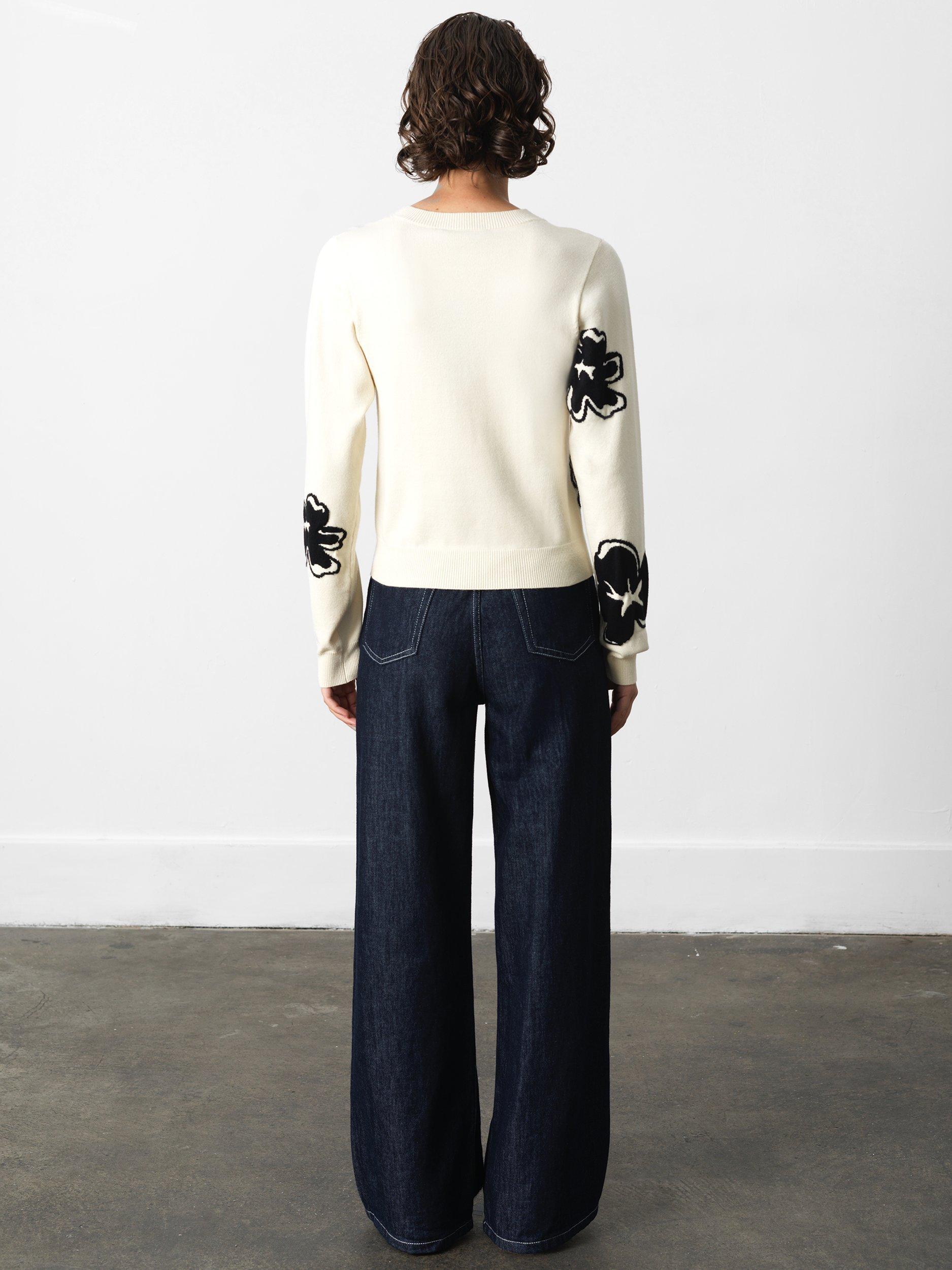 Product image 3 of 4, which shows French Connection Paislee Floral Jacquard Jumper, White/Multi, XS