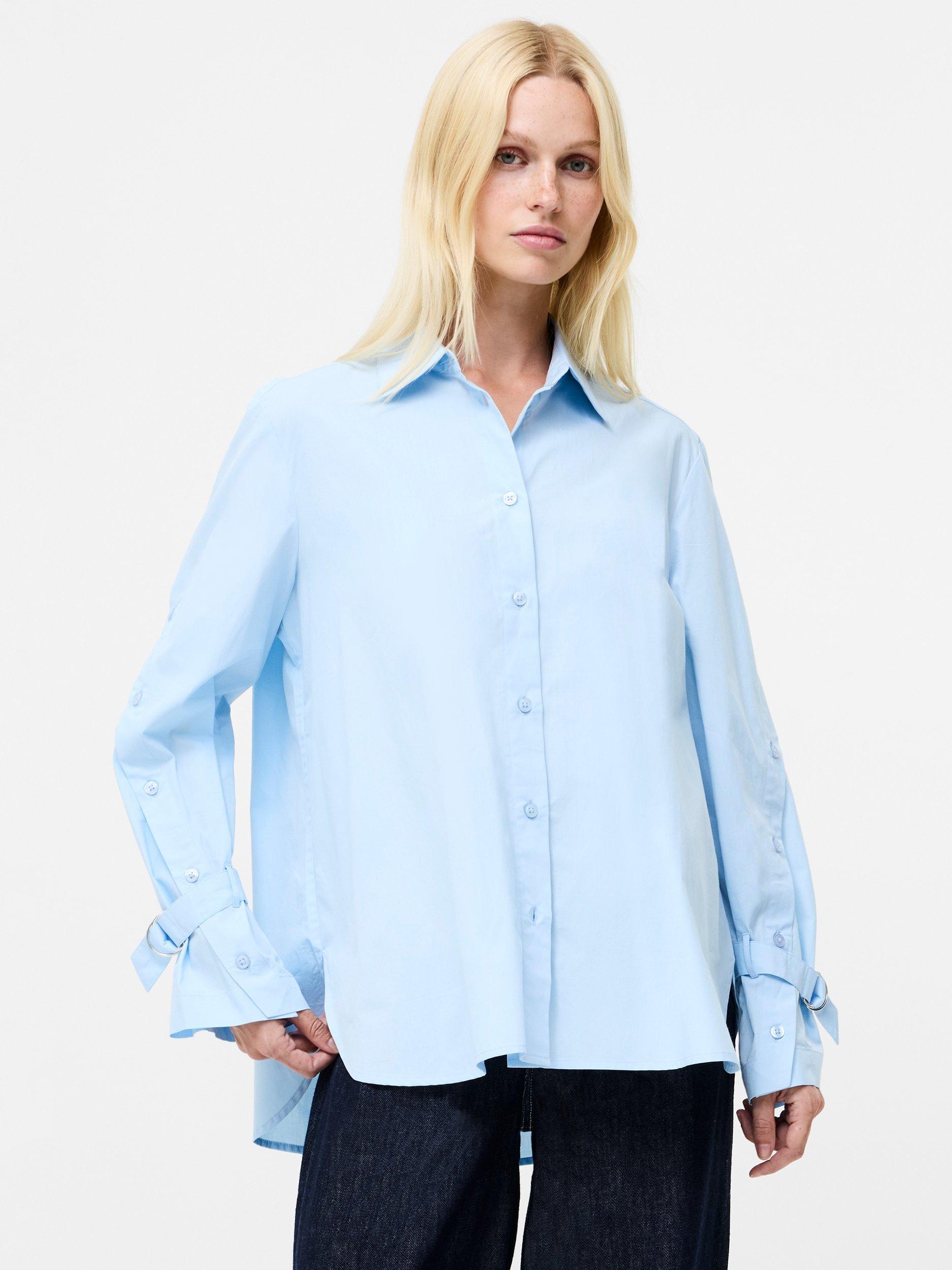 French Connection Cambria Longline Slit Shirt, Arctic Blue