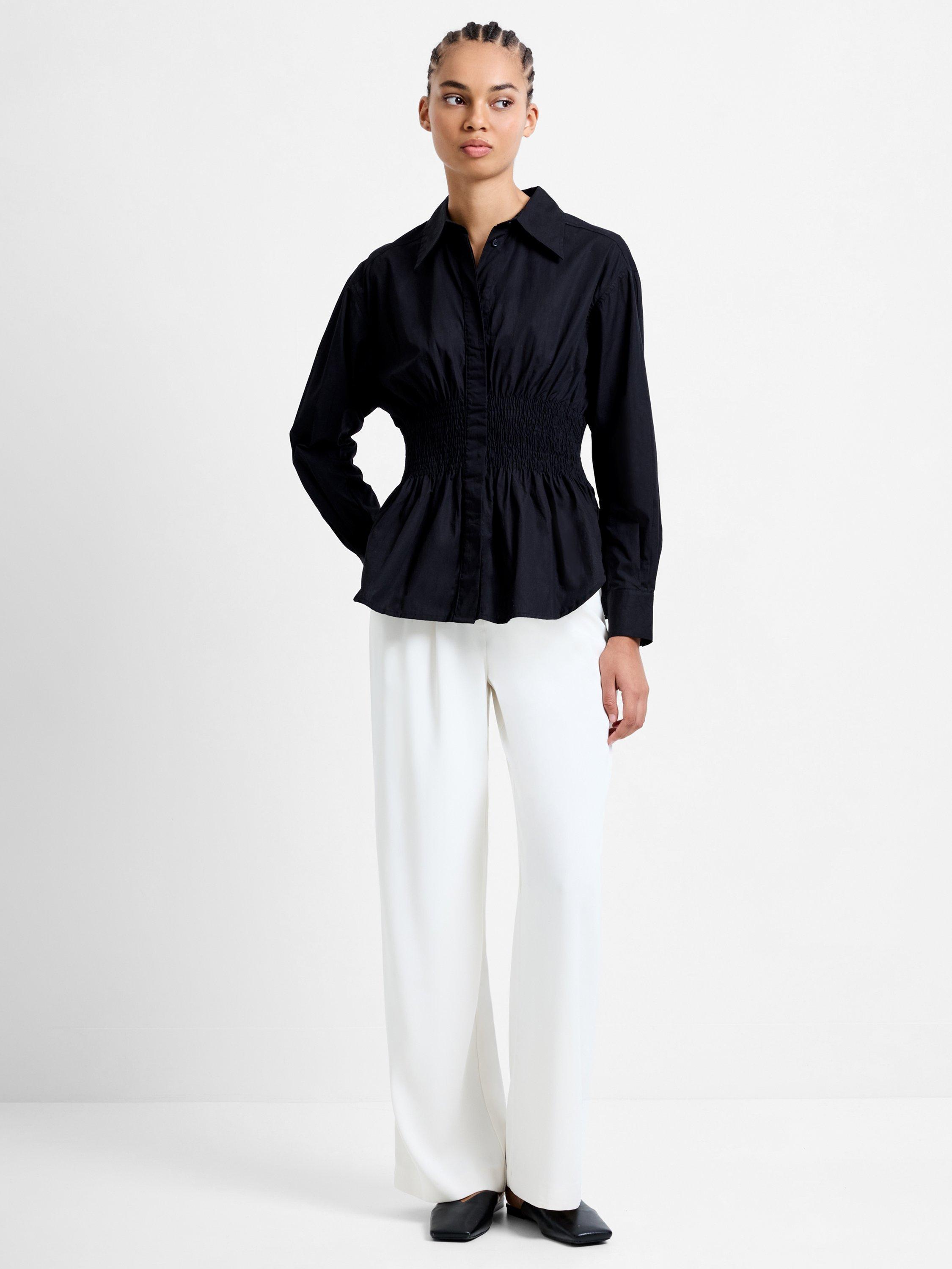 Product image 3 of 4, which shows French Connection Cambria Smocked Waist Shirt, Blackout, 6