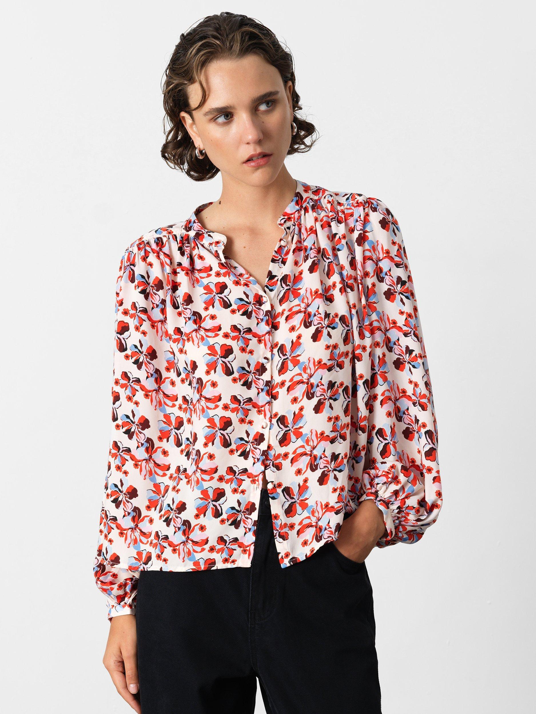 Product image 1 of 5, which shows French Connection Rebecca Floral Top, White/Multi, XS