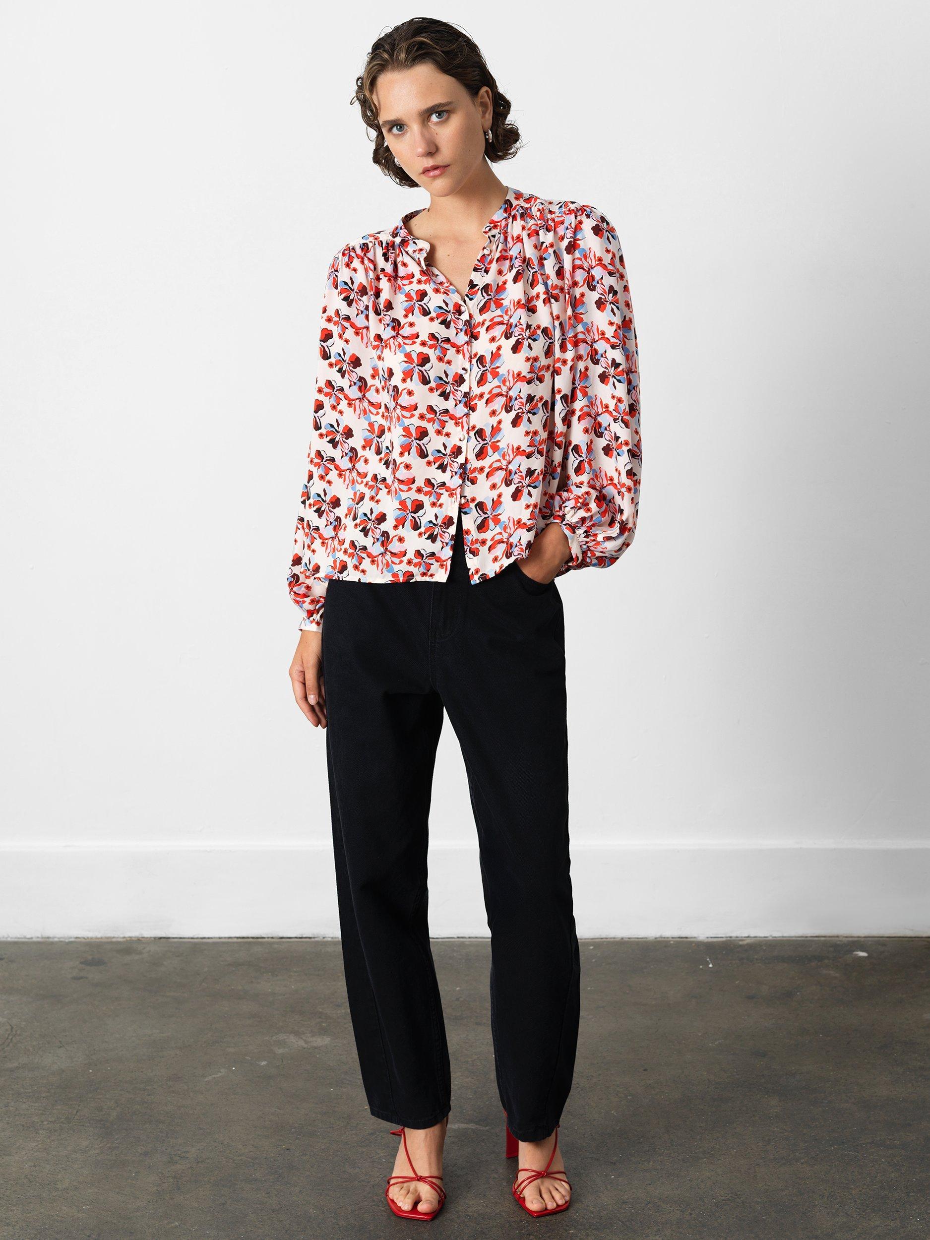 Product image 2 of 5, which shows French Connection Rebecca Floral Top, White/Multi, XS