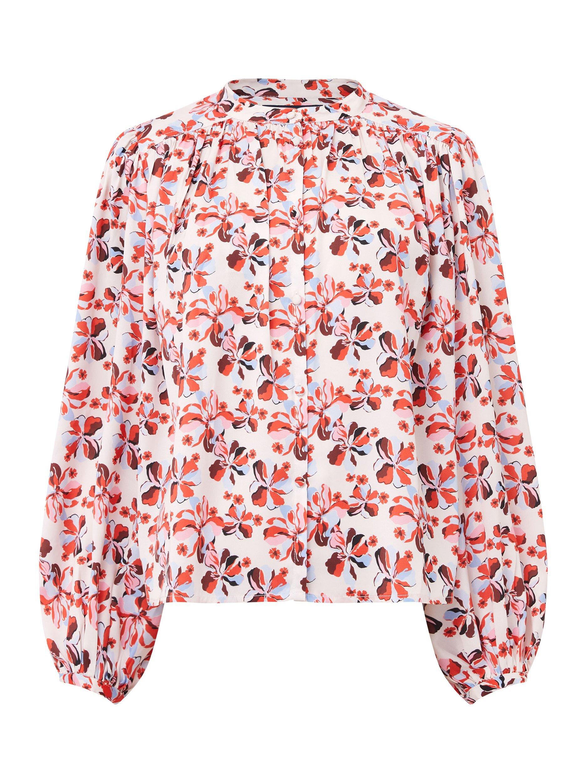 Product image 5 of 5, which shows French Connection Rebecca Floral Top, White/Multi, XS