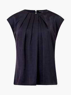 French Connection Sera Satin Pleated Blouse - view 2, Navy