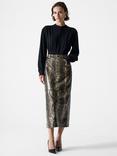 French Connection Brandy Snake Print Faux Leather Skirt, Black/Multi
