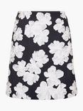 French Connection Lora Floral Jacquard Mini Skirt, Black/White