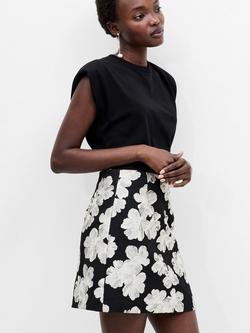 French Connection Lora Floral Jacquard Mini Skirt, Black/White - view 2, Black/White