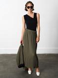 French Connection Niri Plisse Skirt, Khaki Green