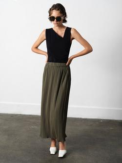 French Connection Niri Plisse Skirt, Khaki Green - view 2, Khaki Green