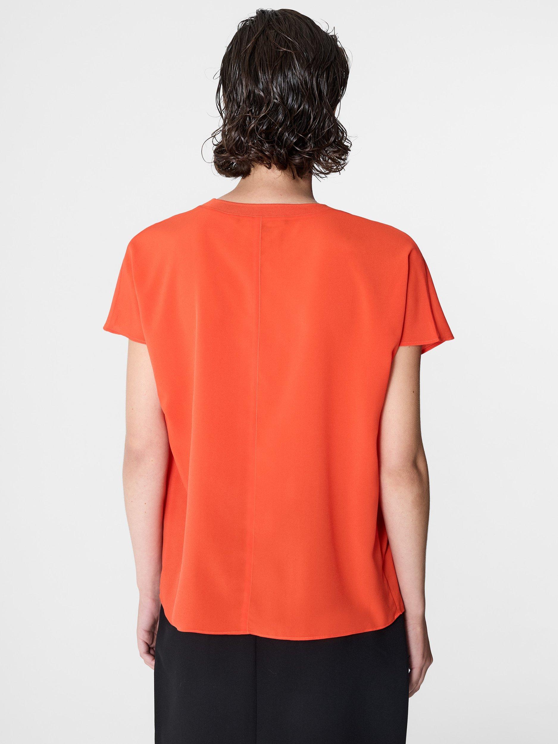 Product image 3 of 5, which shows French Connection Light Crepe Crew Neck Top, Flame Orange, XS