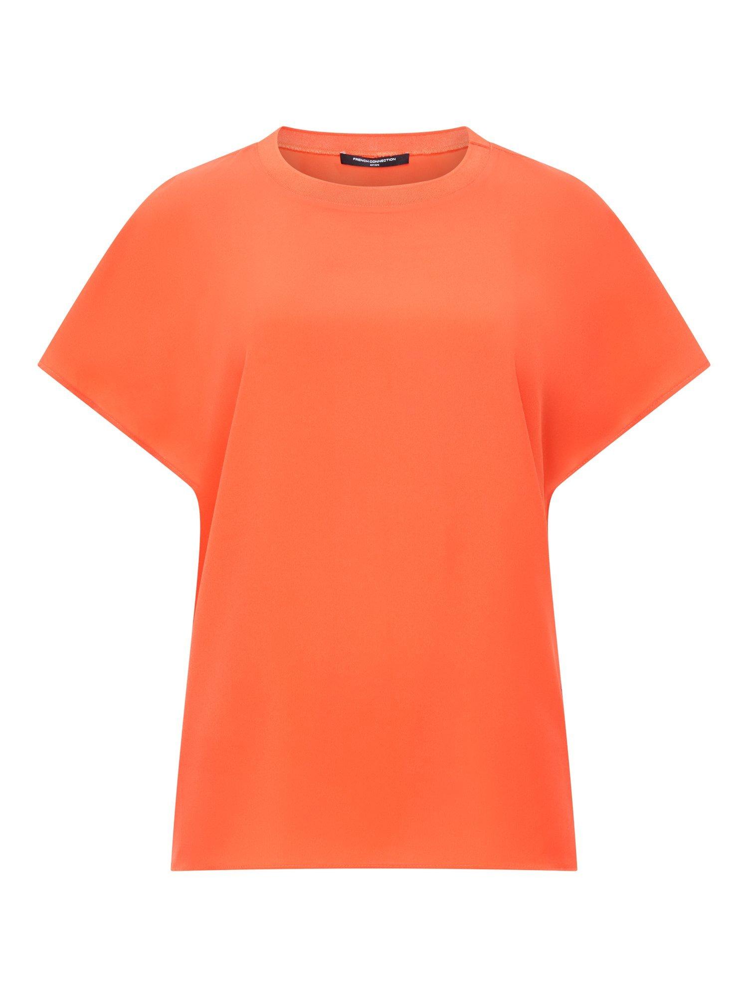 Product image 5 of 5, which shows French Connection Light Crepe Crew Neck Top, Flame Orange, XS