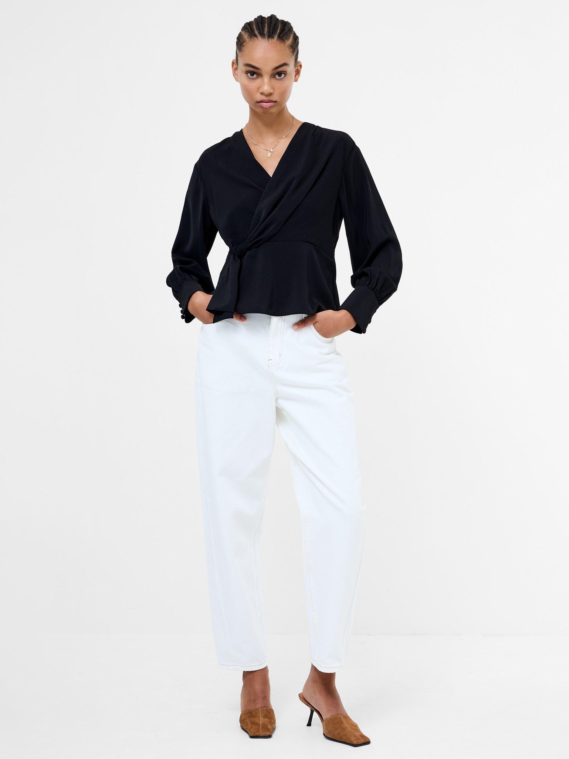 Product image 2 of 5, which shows French Connection Laurel Crepe Wrap Top, Blackout, 8
