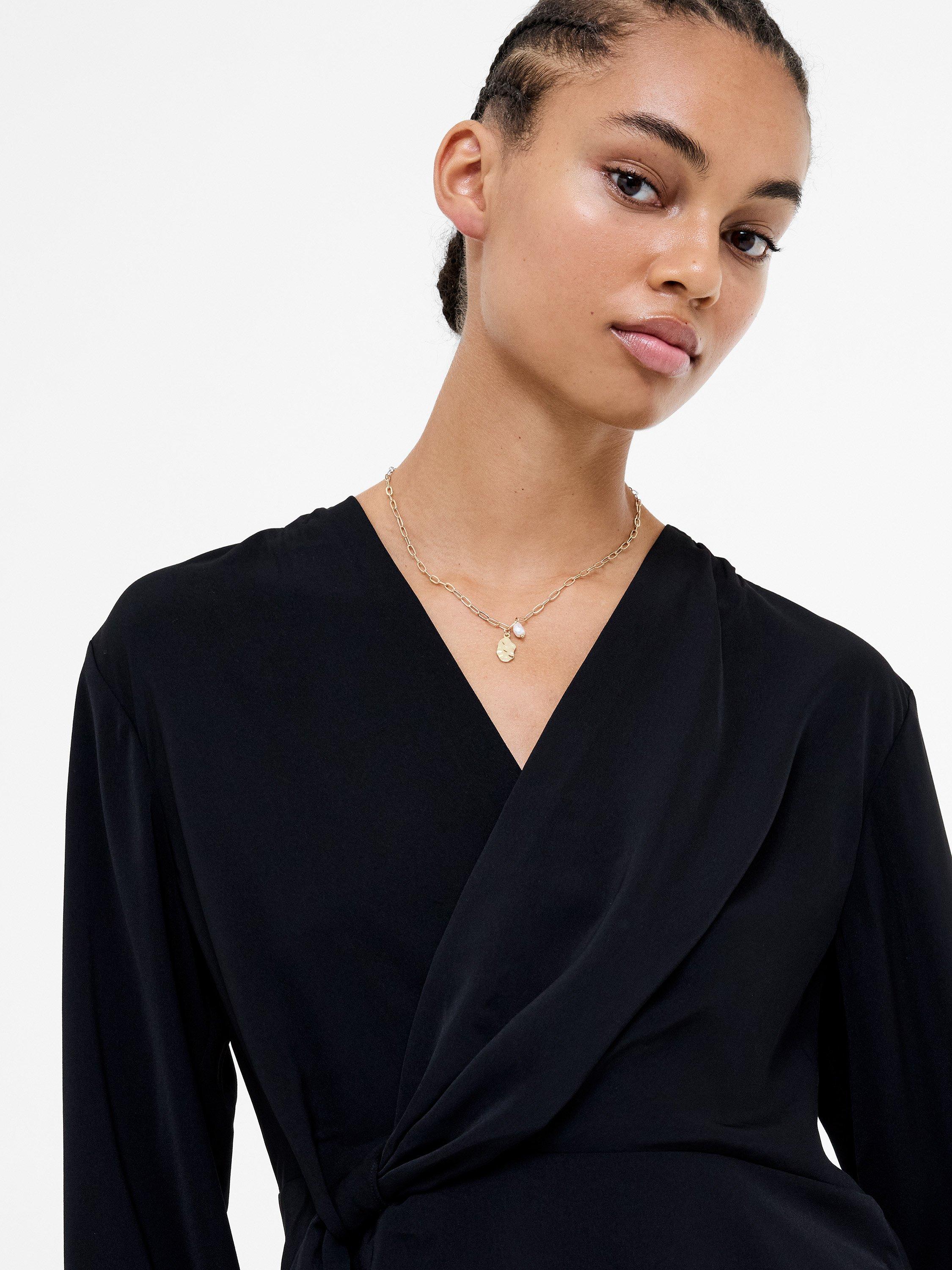 Product image 4 of 5, which shows French Connection Laurel Crepe Wrap Top, Blackout, 8