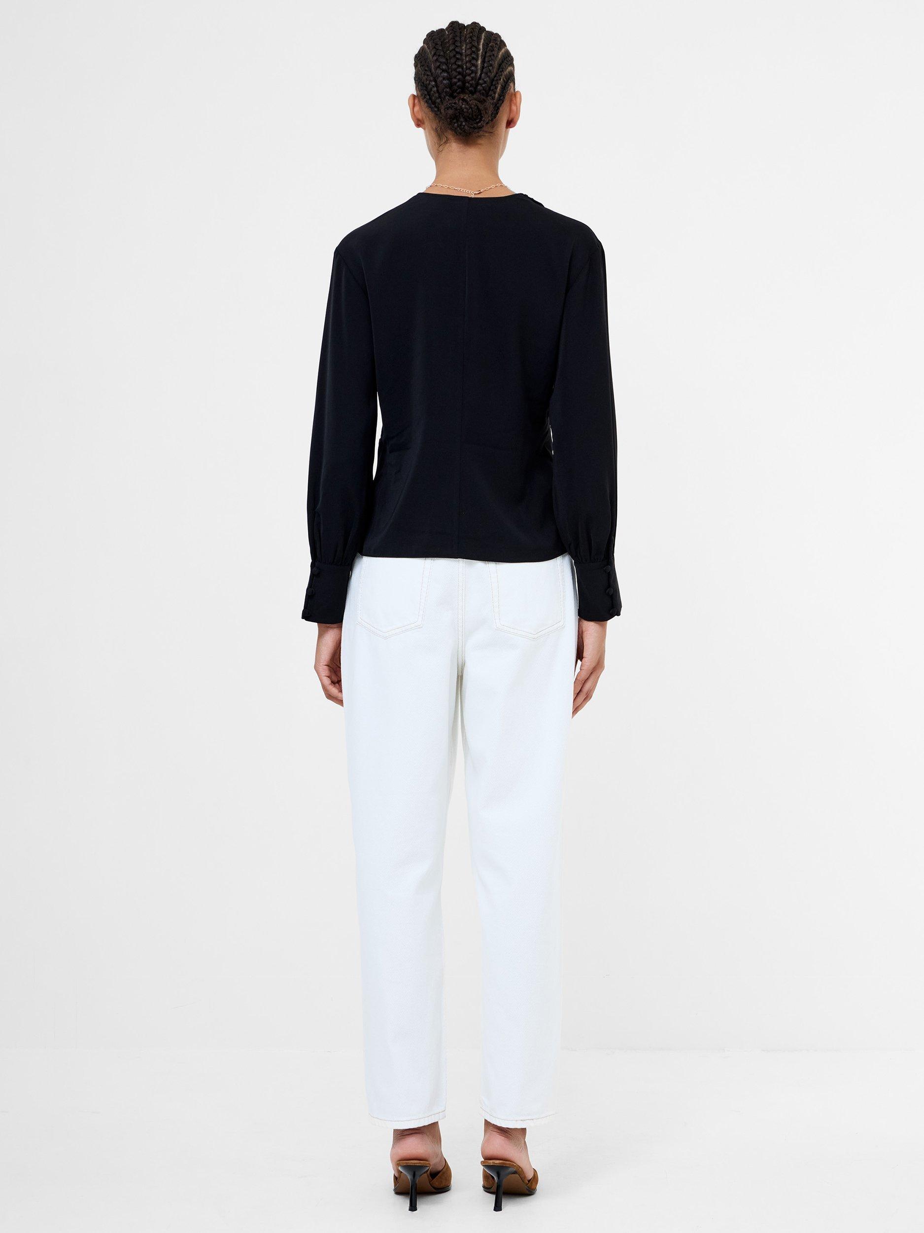 Product image 5 of 5, which shows French Connection Laurel Crepe Wrap Top, Blackout, 8