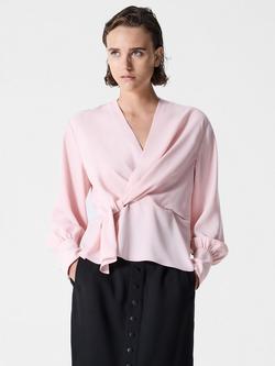 French Connection Laurel Crepe Wrap Top, Peach Pink