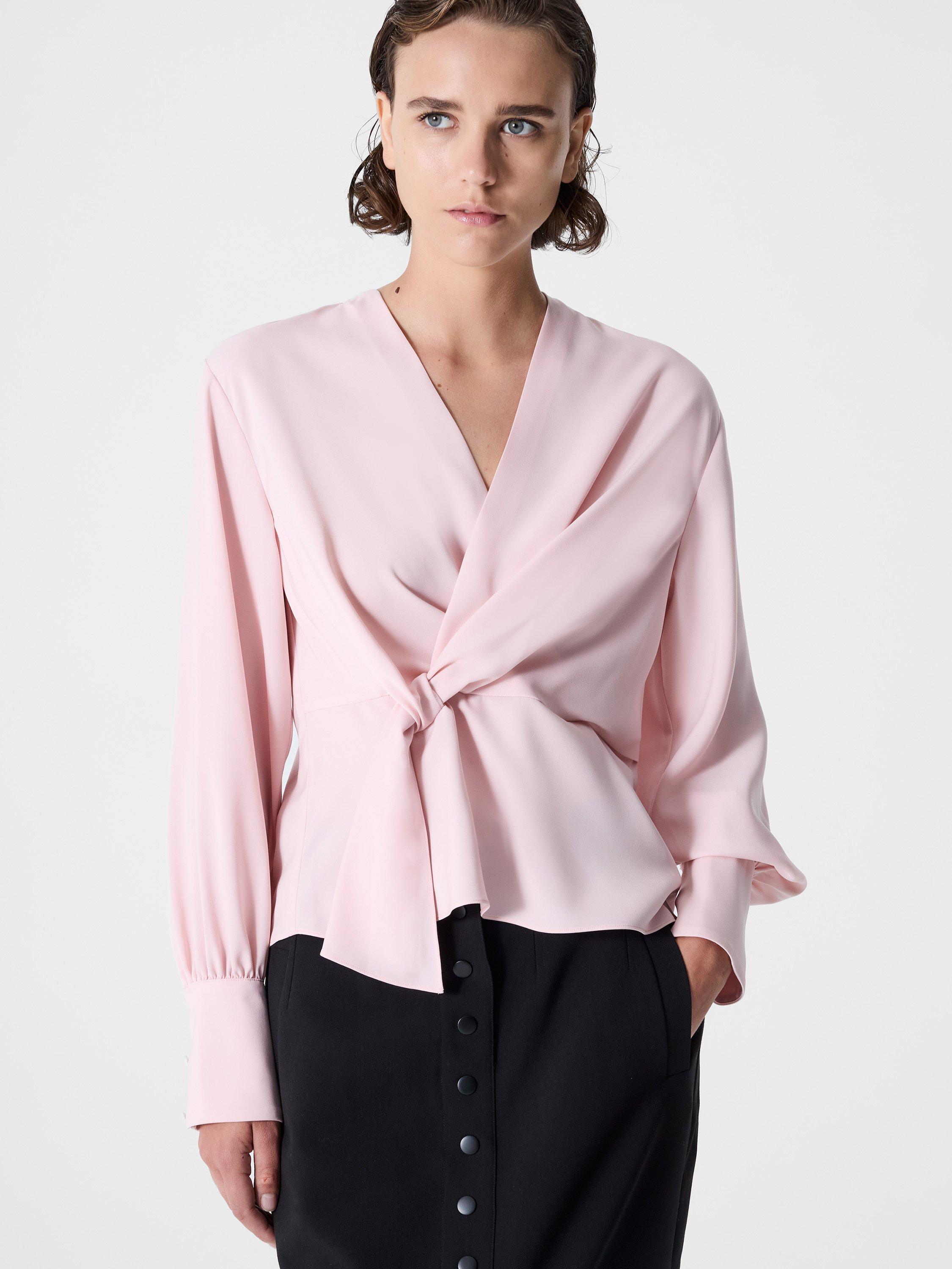 Product image 3 of 5, which shows French Connection Laurel Crepe Wrap Top, Peach Pink, 6
