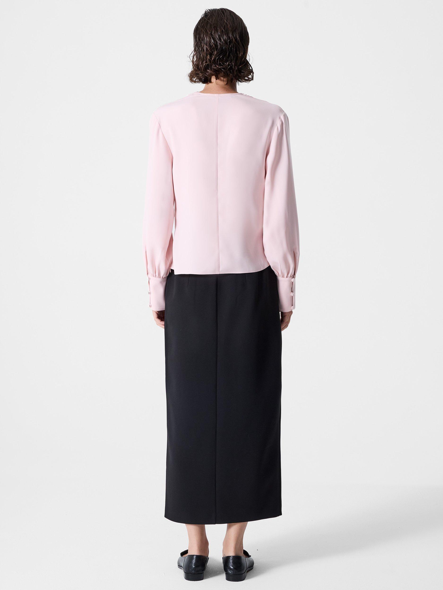 Product image 4 of 5, which shows French Connection Laurel Crepe Wrap Top, Peach Pink, 6