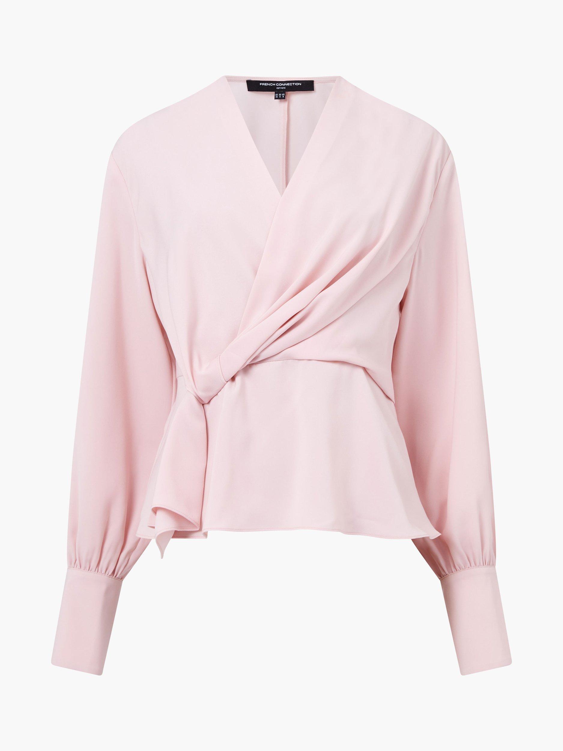 Product image 5 of 5, which shows French Connection Laurel Crepe Wrap Top, Peach Pink, 6