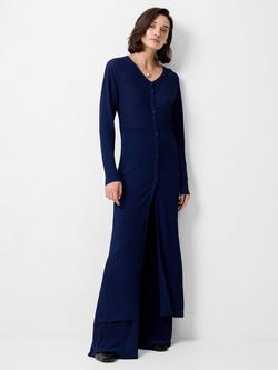 French Connection Meera Longline Round Neck Jersey Cardigan, Washed Indigo