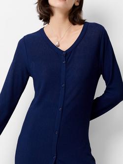 French Connection Meera Longline Round Neck Jersey Cardigan - view 2, Washed Indigo