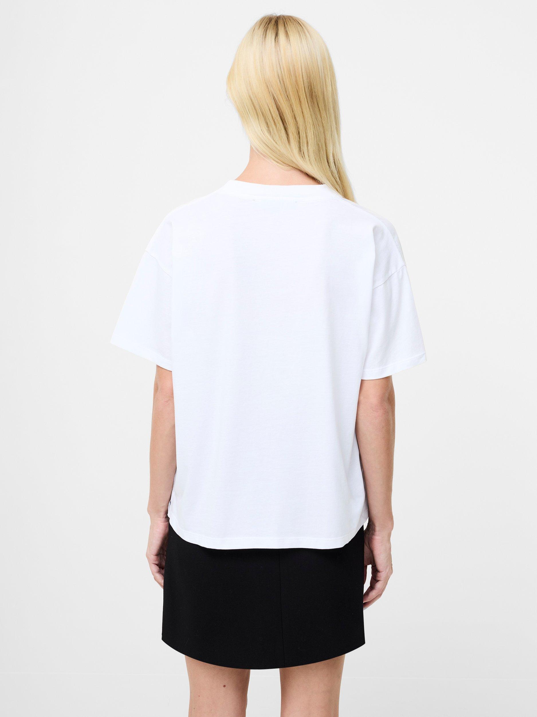 Product image 4 of 5, which shows French Connection Pearl Bow T-Shirt, Linen White, XS