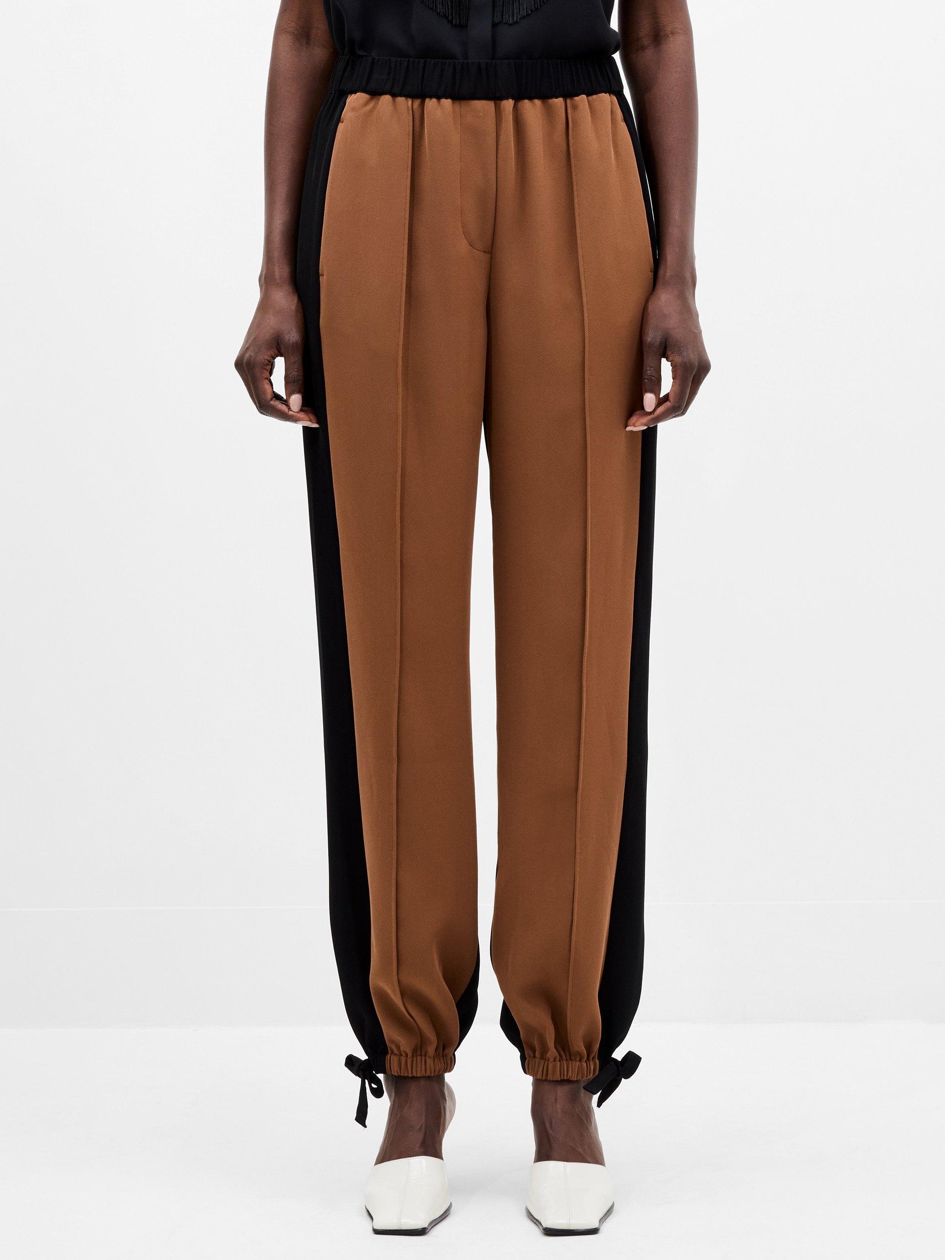 Product image 1 of 5, which shows French Connection Bella Twill Trousers, Black/Pecan, 6