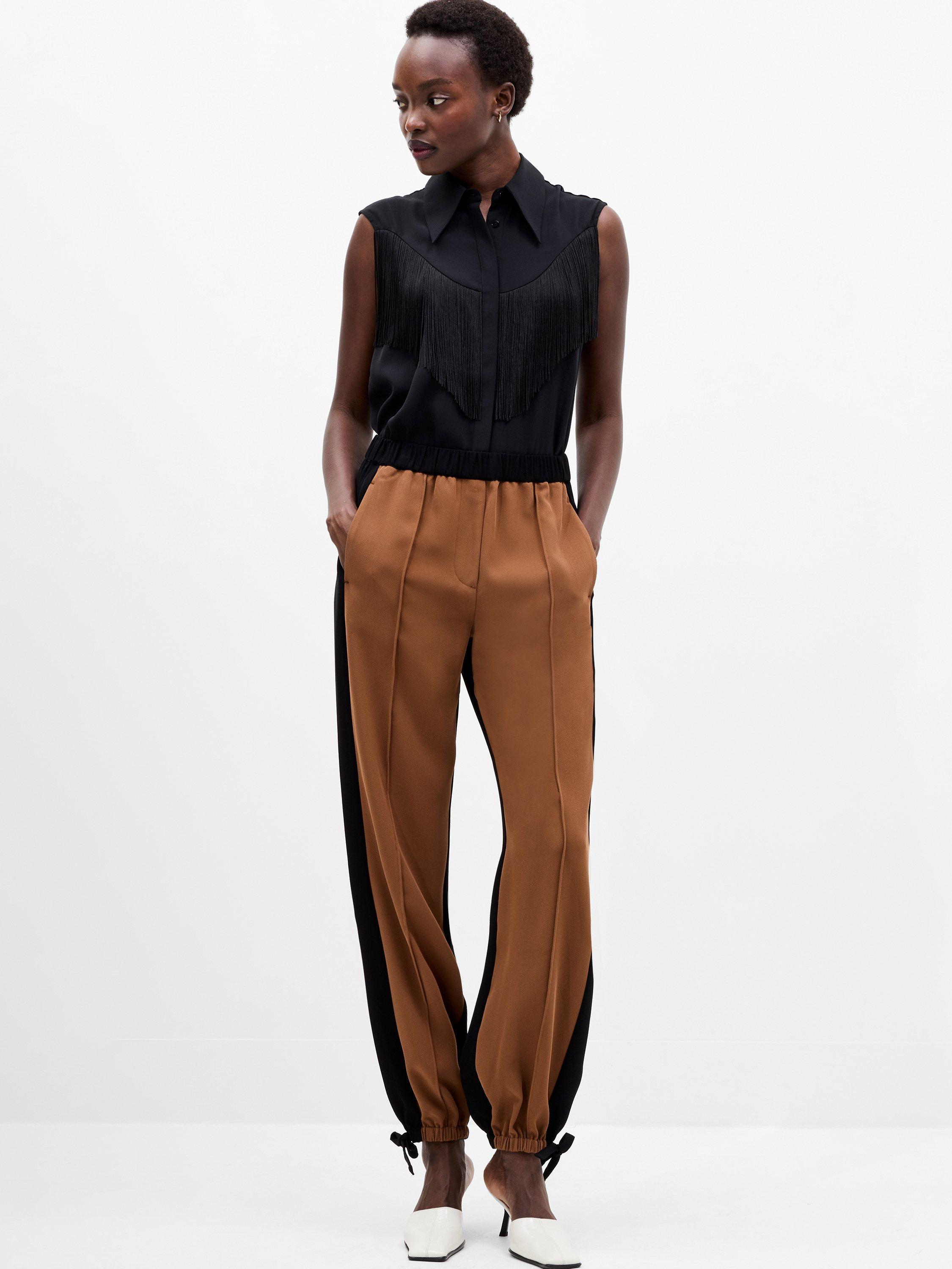 Product image 3 of 5, which shows French Connection Bella Twill Trousers, Black/Pecan, 6