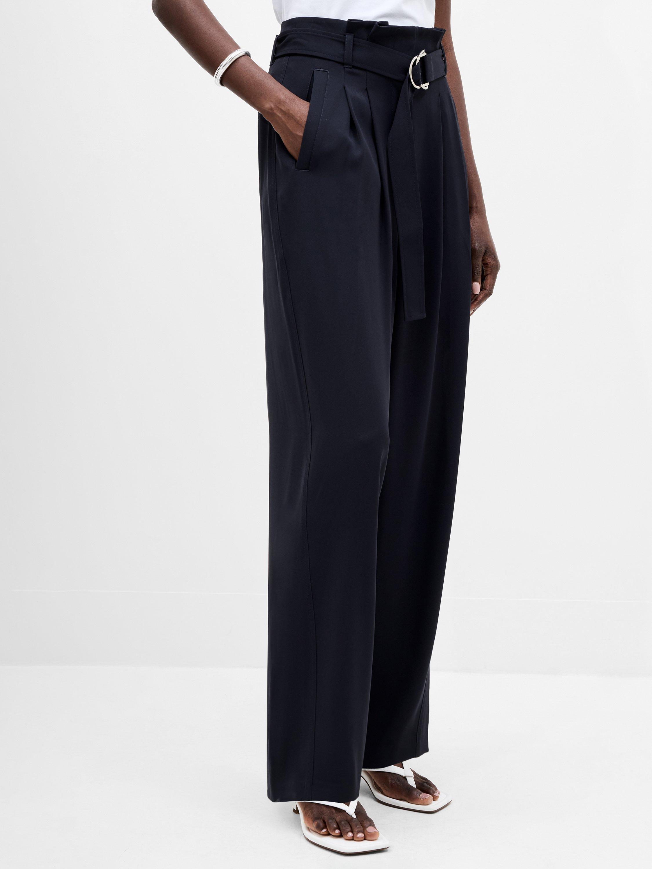 Product image 1 of 1, which shows French Connection Vinnie Tailored Straight cut Belted Trousers, Navy, 14
