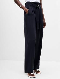 French Connection Vinnie Tailored Straight cut Belted Trousers, Navy