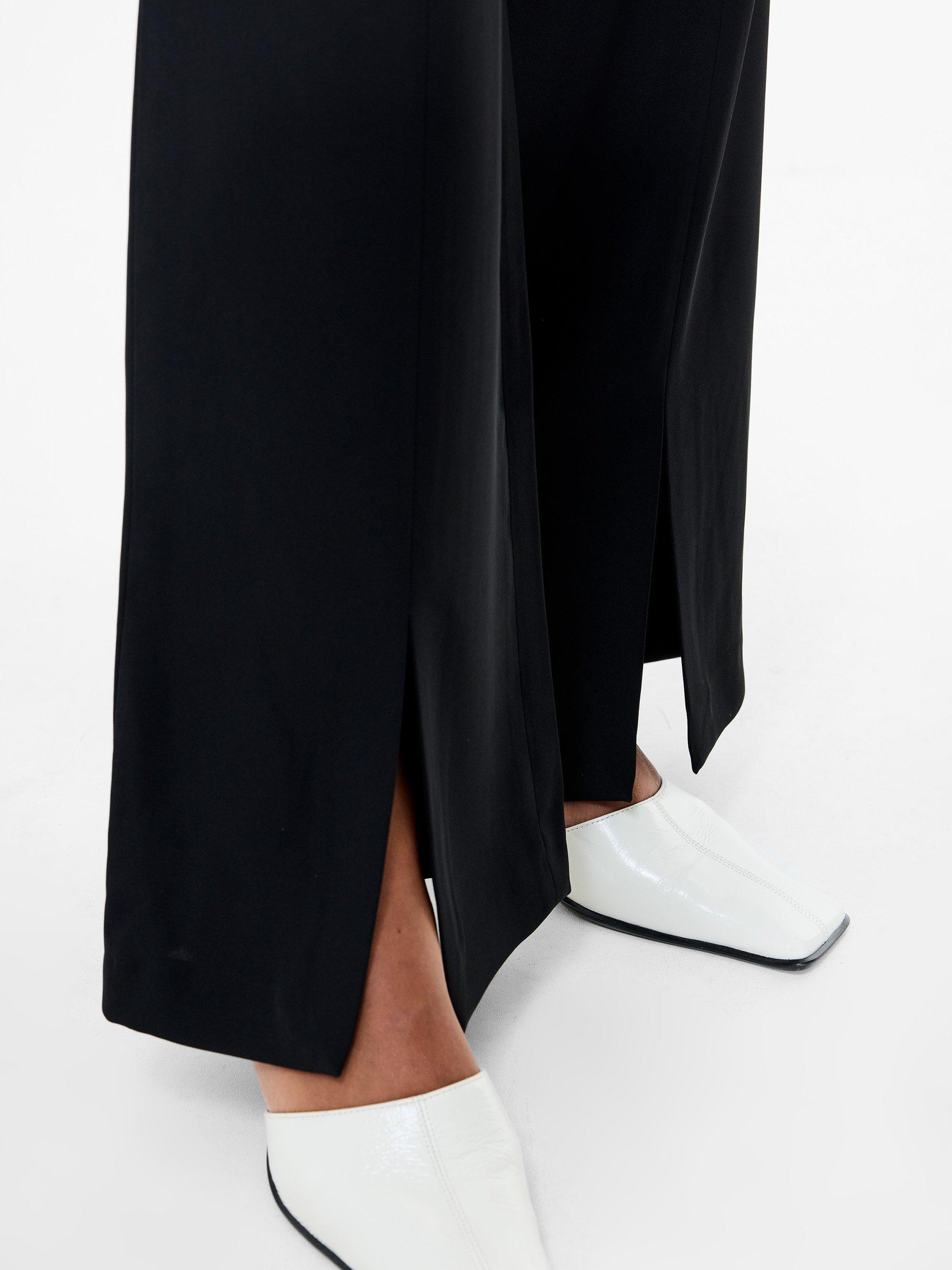 Product image 2 of 5, which shows French Connection Vinnie Flare Slit Mid Trousers, Black, 8