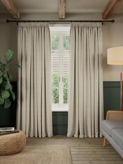 John Lewis Linen Blend Twill Lined Pencil Pleat Curtains, Natural - view 2, Natural