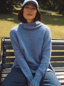 NRBY Jana Funnel Neck Jumper - view 2, Mid Denim Blue