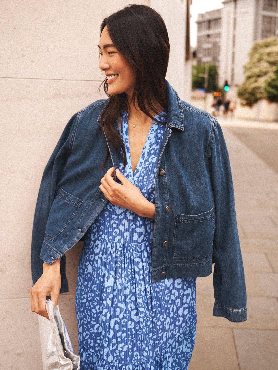 Product image 10 of 10, which shows NRBY Naomi Animal Print Dress, Blue/Multi, XS