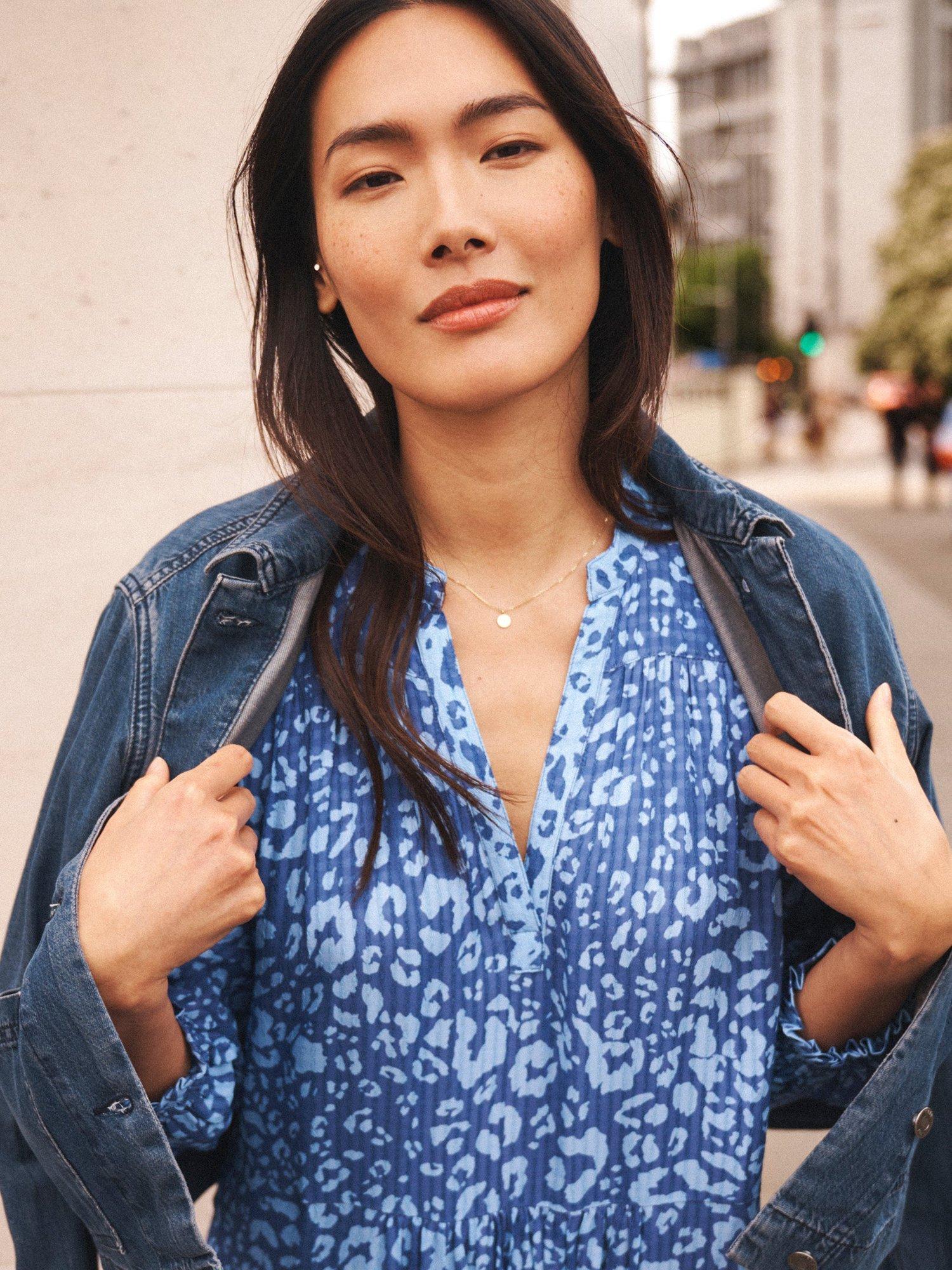 Product image 2 of 10, which shows NRBY Naomi Animal Print Dress, Blue/Multi, XS