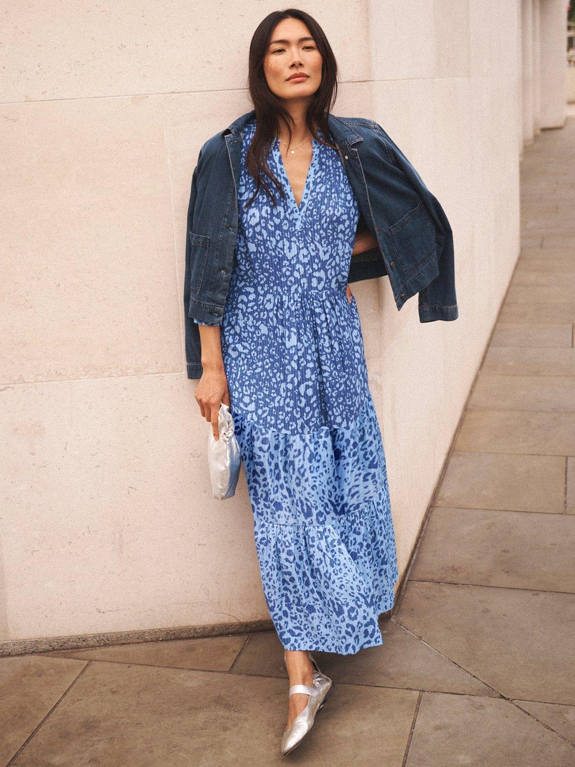 Product image 3 of 10, which shows NRBY Naomi Animal Print Dress, Blue/Multi, XS